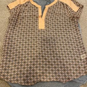 Peach grey sleeveless blouse